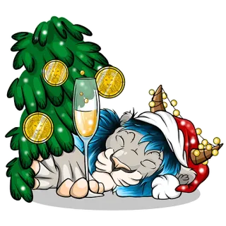 🥂 186e2812 navidad, vacaciones, celebración, invierno, mono, festivo, dibujos animados, animal telegram sticker
