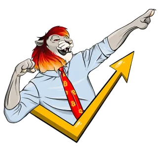 📈 1b501319 león, dibujos animados, bitcoin, cripto, inversión, flecha, éxito, financiero telegram sticker