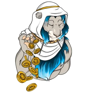 🤑 226d7dc1 león, monedas, dinero, riqueza, capucha, animal, oro telegram sticker