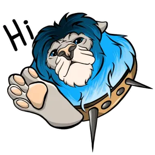 👋 355a8949 Hi león, animal, saludo, saludando, azul, peludo, hola, hola telegram sticker