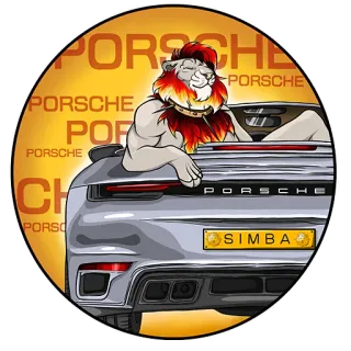 😎 3fcb76f4 PORSCHE porsche, coche, león, animal, vehículo, lujo, automóvil telegram sticker