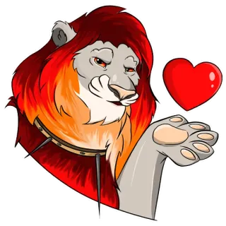 😘 5c663061 león, corazón, animal, amor, dibujos animados, amigable telegram sticker