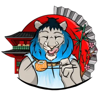 🇯🇵 69267006 tigre, sushi, cultura japonesa, comida, asia, fan, arte telegram sticker
