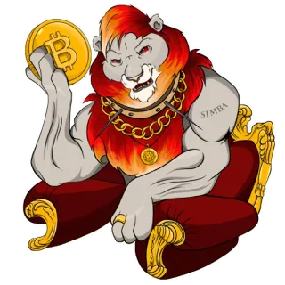 😎 a819f7f2 Simba SIMBA león, bitcoin, cripto, trono, rey, oro telegram sticker