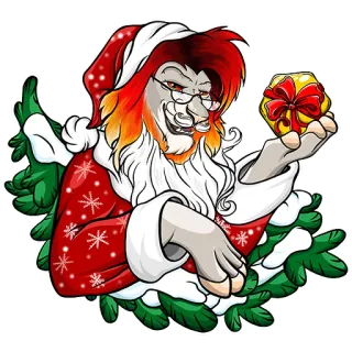 🎅 cd3c5dfb navidad, santa claus, furry, león, regalo, fiesta, festivo telegram sticker