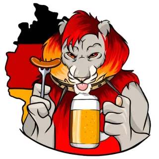 🇩🇪 cfc7872f león, cerveza, salchicha, alemán, comida, animal, dibujo animado telegram sticker