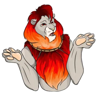 🤷‍♂️ e3e172a4 león, peludo, antropomórfico, personaje, animal, dibujo animado telegram sticker