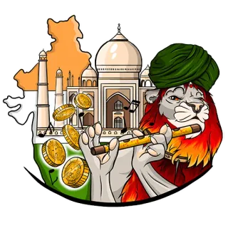 🇮🇳 ed15c3f6 india, taj mahal, león, flauta, monedas, monumentos, turismo, cultura telegram sticker