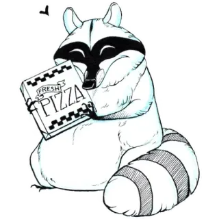 🍕 2e719083 FRESH PIZZA mapache, pizza, fresco, animal, comida, dibujos animados telegram sticker