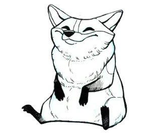 😊 c683a478 zorro, animal, dibujos animados, lindo, sentado, peludo, ilustración, dibujo telegram sticker