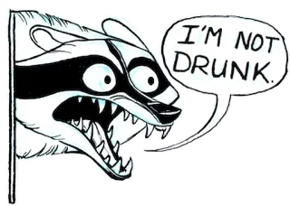 🍻 e528ba82 I'M NOT DRUNK. mapache, divertido, animales, dibujos animados telegram sticker