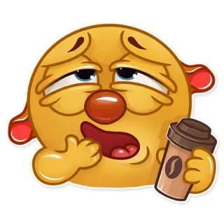 😴 1403b7b7 อิโมจิ, กาแฟ, เหนื่อย, ง่วง, เช้า telegram sticker