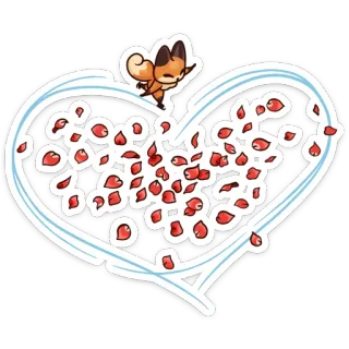 ⛸ 2a5cdc43 cuore, petali di rosa, volpe, carino, cartone animato telegram sticker