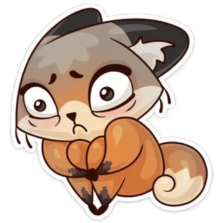 😨 b026c990 volpe, animale, carino, cartone animato, adesivo telegram sticker