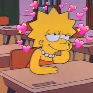 😻 122a7707 Lisa Simpson The Simpsons cartoon, Lisa Simpson, hearts, character, animation, the simpsons telegram sticker