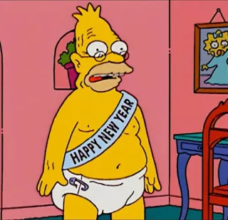 👴 1add5bda Grandpa Simpson The Simpsons HAPPY NEW YEAR cartoon, Grandpa Simpson, Happy New Year, diaper, old, character telegram sticker