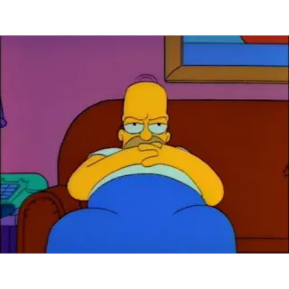 😒 1ca64440 Homer Simpson The Simpsons Homer Simpson, The Simpsons, Cartoon character, Animation, Funny, Couch, Grumpy telegram sticker