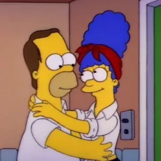 🤗 3c2d94a9 Homer Simpson, Marge Simpson The Simpsons cartoon, couple, love, hug, simpsons, animated telegram sticker