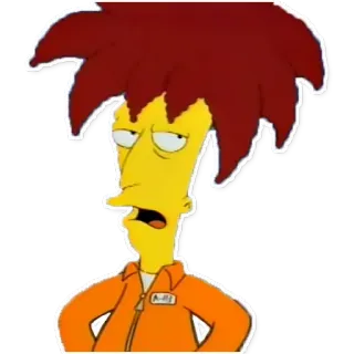 😒 9596200b Sideshow Bob The Simpsons Sideshow Bob, The Simpsons, cartoon character, animation, orange jumpsuit telegram sticker
