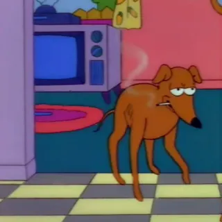 🚬 adfe60c5 Santa's Little Helper The Simpsons cartoon, dog, smoking, animal, simpsons, santas little helper telegram sticker