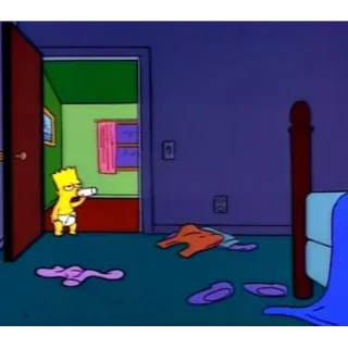 👶 b85beb31 Bart Simpson The Simpsons Bart Simpson, The Simpsons, cartoon, baby, bedroom telegram sticker