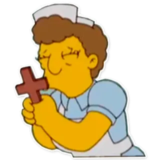 ⛪ cf4a4ca1 nurse, cross, prayer, religion, cartoon telegram sticker