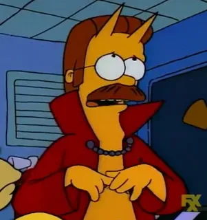 😈 0a147931 Ned Flanders The Simpsons 卡通, 动画, 恶魔, 辛普森一家, 内德·弗兰德 whatsapp sticker