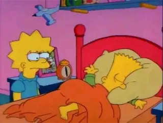 🛌 4653f6d0 Bart Simpson The Simpsons 巴特·辛普森, 莉萨·辛普森, 睡觉, 卧室, 辛普森一家 whatsapp sticker