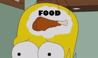 🍟 7a5bf672 Homer Simpson The Simpsons FOOD 荷马·辛普森, 食物, 鸡肉, 卡通, 辛普森一家 whatsapp sticker