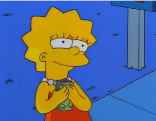 💰 a8157c4a Lisa Simpson The Simpsons 莉萨·辛普森, 辛普森一家, 钱, 卡通, 搞笑 whatsapp sticker