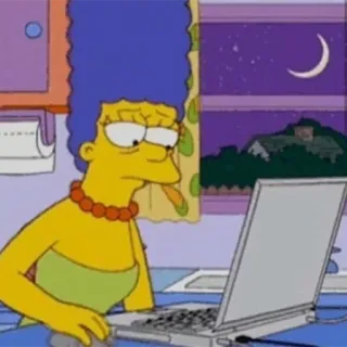 💻 b0e99631 Marge Simpson The Simpsons 卡通, 玛姬·辛普森, 辛普森一家, 动画, 角色, 电脑 whatsapp sticker