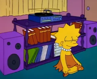 🎼 c2295700 Lisa Simpson The Simpsons 丽莎·辛普森, 冥想, 音乐, 卡通, 放松, 聆听 whatsapp sticker