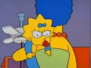 😠 d8c735f6 Maggie Simpson The Simpsons 辛普森一家, 玛吉·辛普森, 玛姬·辛普森, 卡通, 婴儿, 家庭 whatsapp sticker