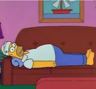 🛌 f2b3cea1 Homer Simpson The Simpsons 荷马, 辛普森, 受伤, 沙发, 卡通 whatsapp sticker
