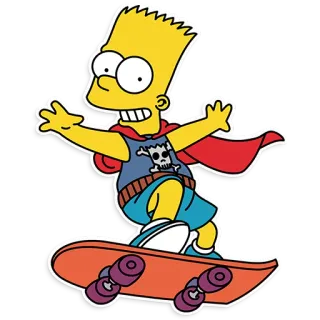😁 66a71ab5 Bart Simpson The Simpsons cartoon, skateboard, Bart Simpson, The Simpsons, sticker, cape, skull telegram sticker
