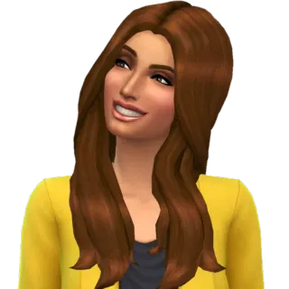 π 5b97ab8a sims, cartoon, woman, brunette, yellow, jacket telegram sticker