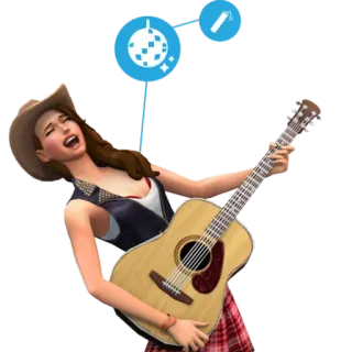 πΈ 93d1ee01 guitar, singing, music, country, the sims, cowboy hat telegram sticker