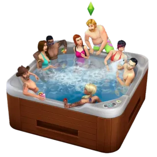 π 9a90ee07 The Sims sims, hot tub, party, game, simulation, lifestyle telegram sticker
