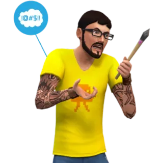 π² b3c00645 !@#$!! angry, cussing, swear words, annoyed, tattoos telegram sticker