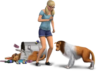 π ee9afd9b sims, domestic, dog, woman, disaster telegram sticker