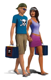 π« f963a059 cartoon, skull, couple, suitcase, beach, vacation telegram sticker