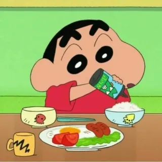 ☄ 37a74255 Shin-chan Crayon Shin-chan animé, nourriture, dessin animé, enfant, manger, petit déjeuner telegram sticker