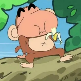 ☄ 775a525f singe, animal, banane, dessin animé, arbre telegram sticker