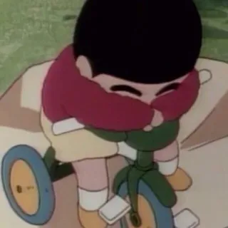 🌱 58f4e278 Shin-chan Crayon Shin-chan anime, kreskówka, chłopiec, rowerek trójkołowy, płaczący telegram sticker
