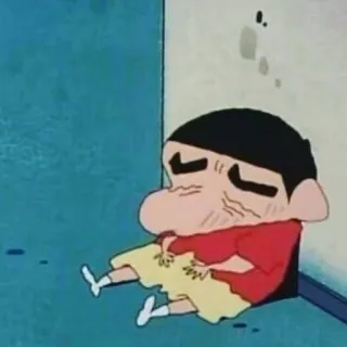 🌱 b5319c54 Shin-chan Crayon Shin-chan anime, kreskówka, Shin-Chan, zmęczony, wyczerpany, śpiący telegram sticker