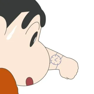 🌱 f3741226 Shin-chan Nohara Crayon Shin-chan Anime, Kreskówka, Śmieszne, Dziecko, Zegarek, Pot telegram sticker