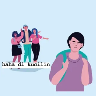 😆 09be1bfa haha di kucilin solitude, exclusion sociale, tristesse, harcèlement, isolement telegram sticker