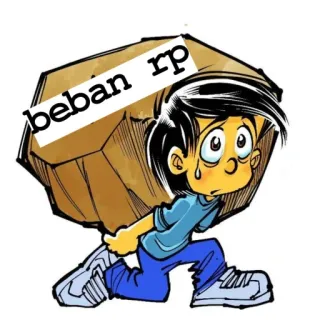 😆 19967556 beban rp fardeau, dessin animé, fatigué, poids, lutte telegram sticker