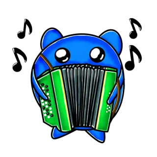 🎼 08f08583 akordeon, musik, lucu, kartun, biru, alat musik, nada telegram sticker