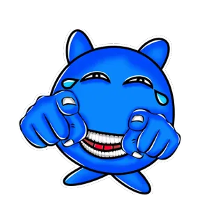🤣 356b6e2d Emoji, Menunjuk, Tertawa, Air mata, Biru, Kartun, Stiker telegram sticker